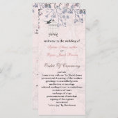 フローラピンクの鳥のケージ、愛の鳥の結婚式プログラム プログラム (正面/裏面)