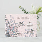 フローラピンクの鳥のケージ、愛鳥の日付を保存 セーブザデート (スタンド正面)