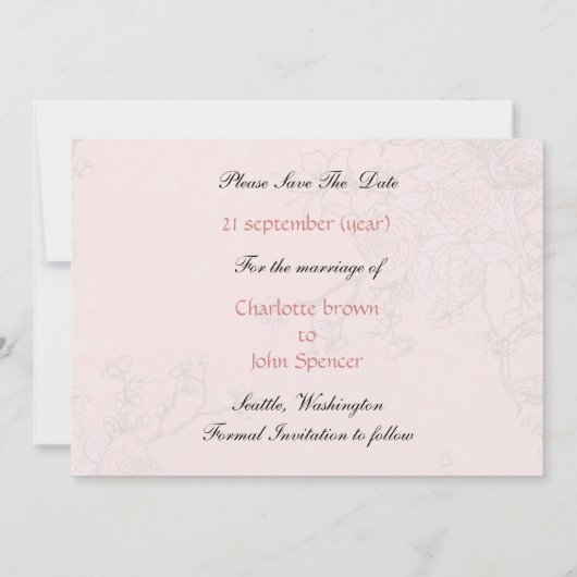 フローラピンクの鳥のケージ、愛鳥の日付を保存 セーブザデート (裏面)