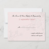 フローラピンクの鳥のケージ、愛鳥RSVP 出欠カード (裏面)