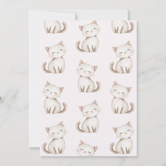 フローラピンクは私の赤ちゃんシャワーを子猫 招待状 (裏面)