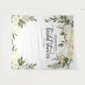 フローラピンクアイボリーブライダルシャワー写真の背景 タペストリー (正面(横))