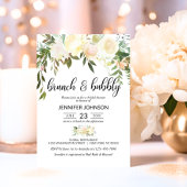 フローラピンクアイボリーブランチ&バブリーブライダルシャワー 招待状