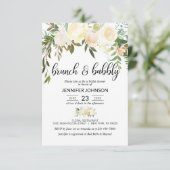 フローラピンクアイボリーブランチ&バブリーブライダルシャワー 招待状 (スタンド正面)