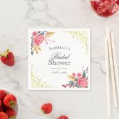 フローラピンクアジサイフェイク金ゴールドブライダルシャワー スタンダードカクテルナプキン (インサイチュ)