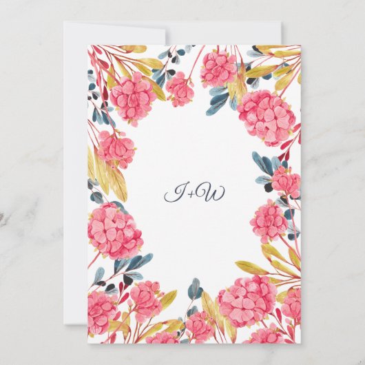 フローラピンクアジサイ花束保存日 セーブザデート (裏面)