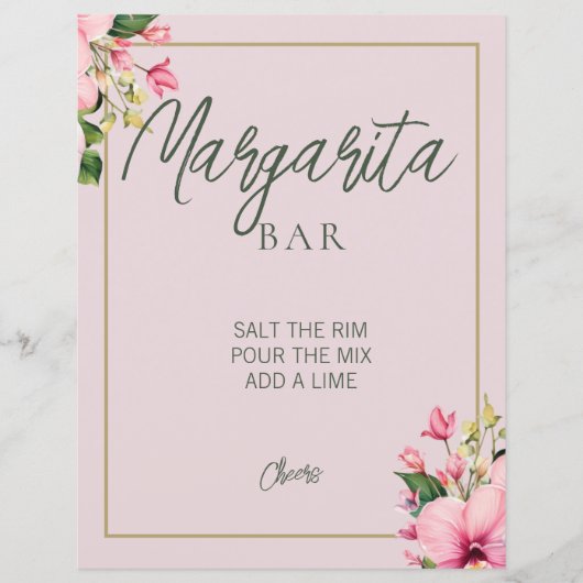フローラピンクアンドグリーンマルガリータバー標識 (正面)