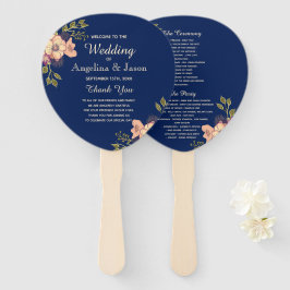 フローラピンクアンドブルー結婚式 プログラム ハンドファン