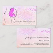 フローラピンクイエロードゥラ誕生コーチ妊娠 名刺 (正面/裏面)