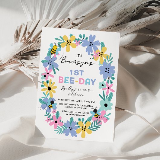 フローラピンクイエロービービーデー1日 招待状