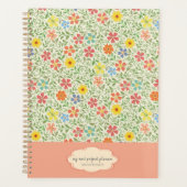 フローラピンクイエローフラワーズコテージヴィンテージスタイル プランナー手帳 (正面)