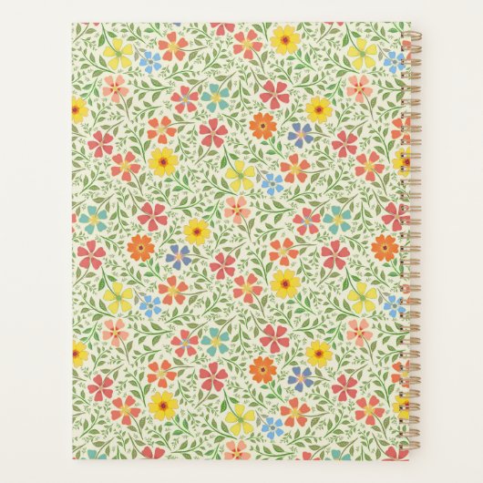 フローラピンクイエローフラワーズコテージヴィンテージスタイル プランナー手帳 (裏面)