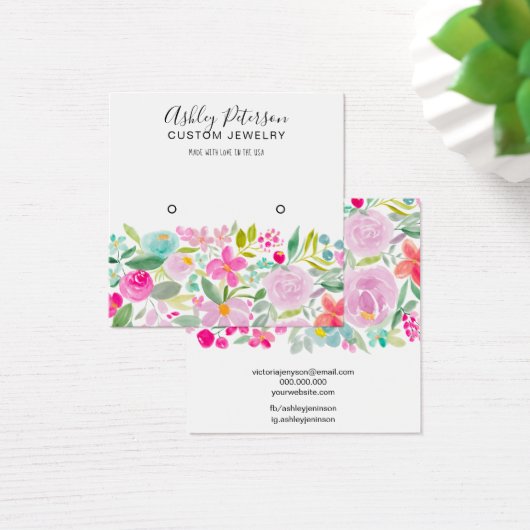 フローラピンクウォーターカラースタッドイヤリング (デスク)