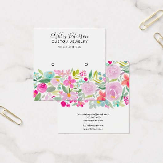 フローラピンクウォーターカラースタッドイヤリング (オフィス)