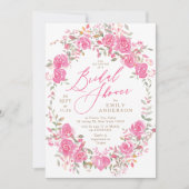 フローラピンクウォーターカラーブライダルシャワー招待 招待状 (正面)