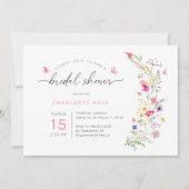 フローラピンクウォーターカラーブライダルシャワー 招待状 (正面)