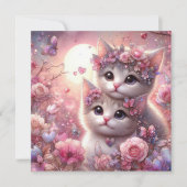 フローラピンクウォーターカラーラブキッチンバレンタイン シーズンカード (正面)