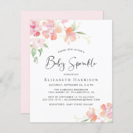 フローラピンクウォーター色ベビー散布招待状