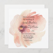 フローラピンクウォーター色日本の結婚式招待状 招待状 (正面/裏面)