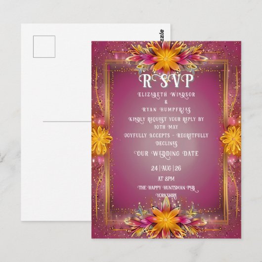 フローラピンクエレガンス結婚ズコレクション ポストカード (正面/裏面)