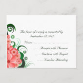 フローラピンクエレガントハイビスカスRSVP応答カード インビテーションポストカード (裏面)