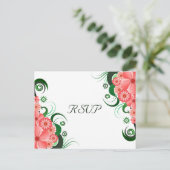 フローラピンクエレガントハイビスカスRSVP応答カード インビテーションポストカード (スタンド正面)