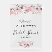 フローラピンクエレガントブライダルシャワー歓迎 アクリルサイン (正面)