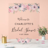 フローラピンクエレガントブライダルシャワー歓迎 アクリルサイン (ウェディング)