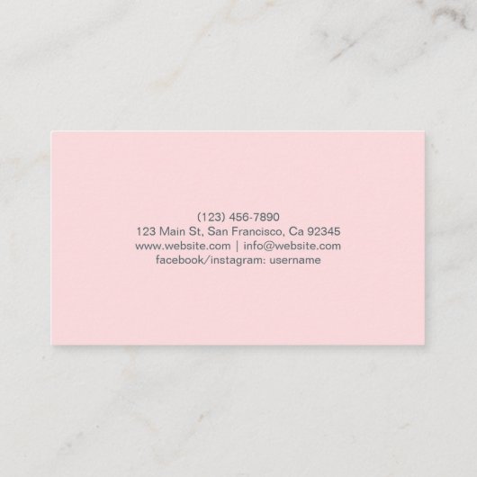 フローラピンクエレガントホワイトメイクアップアーティスト 名刺 (裏面)