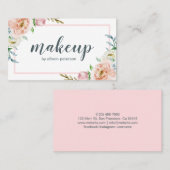 フローラピンクエレガントホワイトメイクアップアーティスト 名刺 (正面/裏面)
