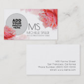 フローラピンクエレガントローズ女性用,写真 名刺 (正面/裏面)