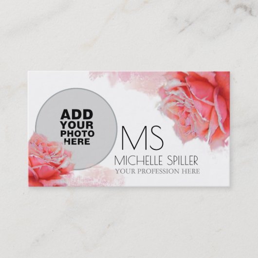 フローラピンクエレガントローズ女性用,写真 名刺 (正面)