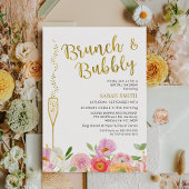 フローラピンクオレンジブランチバブリーブライダルシャワー 招待状