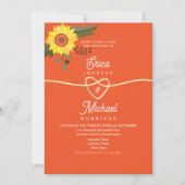 フローラピンクオレンジ結婚式招待状 招待状 (正面)