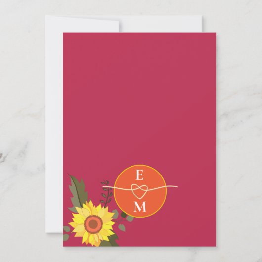 フローラピンクオレンジ結婚式招待状 招待状 (裏面)