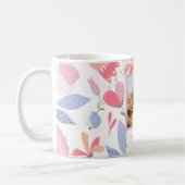 フローラピンクカスタムブルー写真可愛いプレゼント コーヒーマグカップ (左)