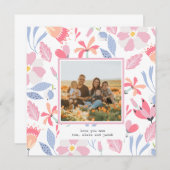 フローラピンクカスタムブルー写真可愛い母の日 ノートカード (正面/裏面)