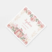 フローラピンクカボチャ女の子ベビシャワーペーパーナプキン スタンダードランチョンナプキン (角)