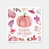 フローラピンクカボチャ秋ベビーシャワー スタンダードカクテルナプキン (正面)