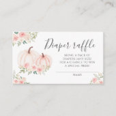 フローラピンクカボチャ赤ちゃんシャワーおむつラッフルカード エンクロージャーカード (正面)