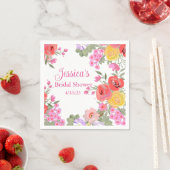 フローラピンクガーデンフラワーズネームブライダルシャワー スタンダードカクテルナプキン (インサイチュ)