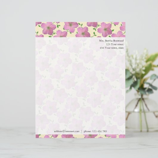 フローラピンクガーデンフラワーズフォトカスタムアドレス レターヘッド (スタンド正面)