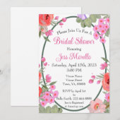 フローラピンクガーデンフラワーズブライダルシャワー 招待状 (正面/裏面)