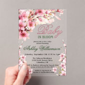 フローラピンクガールベビーの開花水色 アクリル招待状 (インサイチュ (ポータブル))
