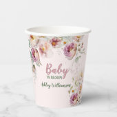 フローラピンクガールベビーの開花水色 紙コップ (正面)