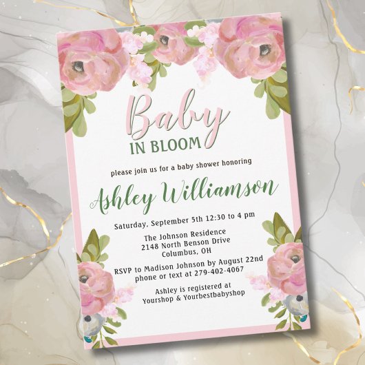 フローラピンクガールベビーイン開花ハンド絵を描 シーズンカード