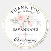 フローラピンクガール《キリスト教》洗礼式や命名式ありがとう ラウンドシール (正面)