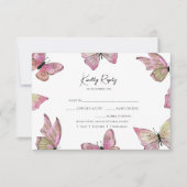 フローラピンクキンセアニェラ誕生日サンキューカード 出欠カード (正面)