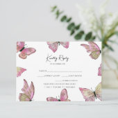 フローラピンクキンセアニェラ誕生日サンキューカード 出欠カード (スタンド正面)