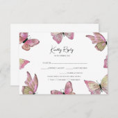 フローラピンクキンセアニェラ誕生日サンキューカード 出欠カード (正面/裏面)